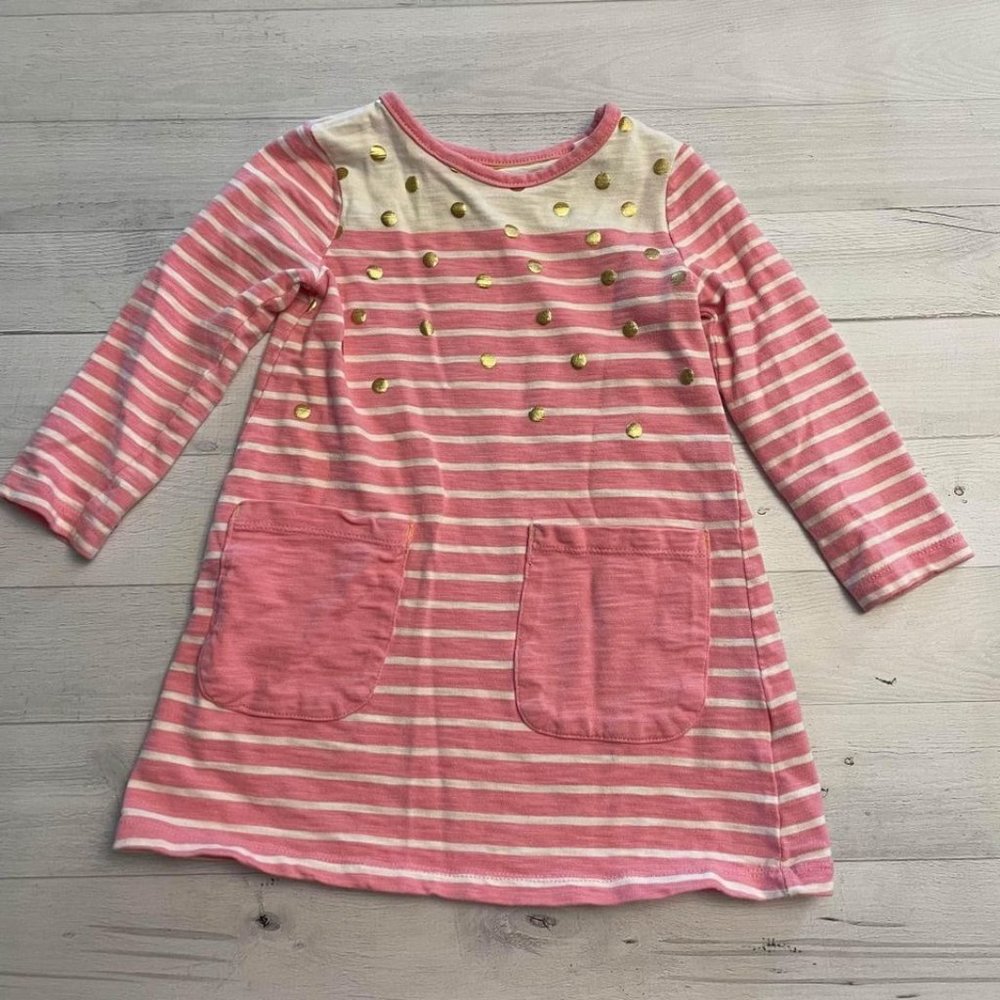 Mini Boden pink/white/gold dress 2/3